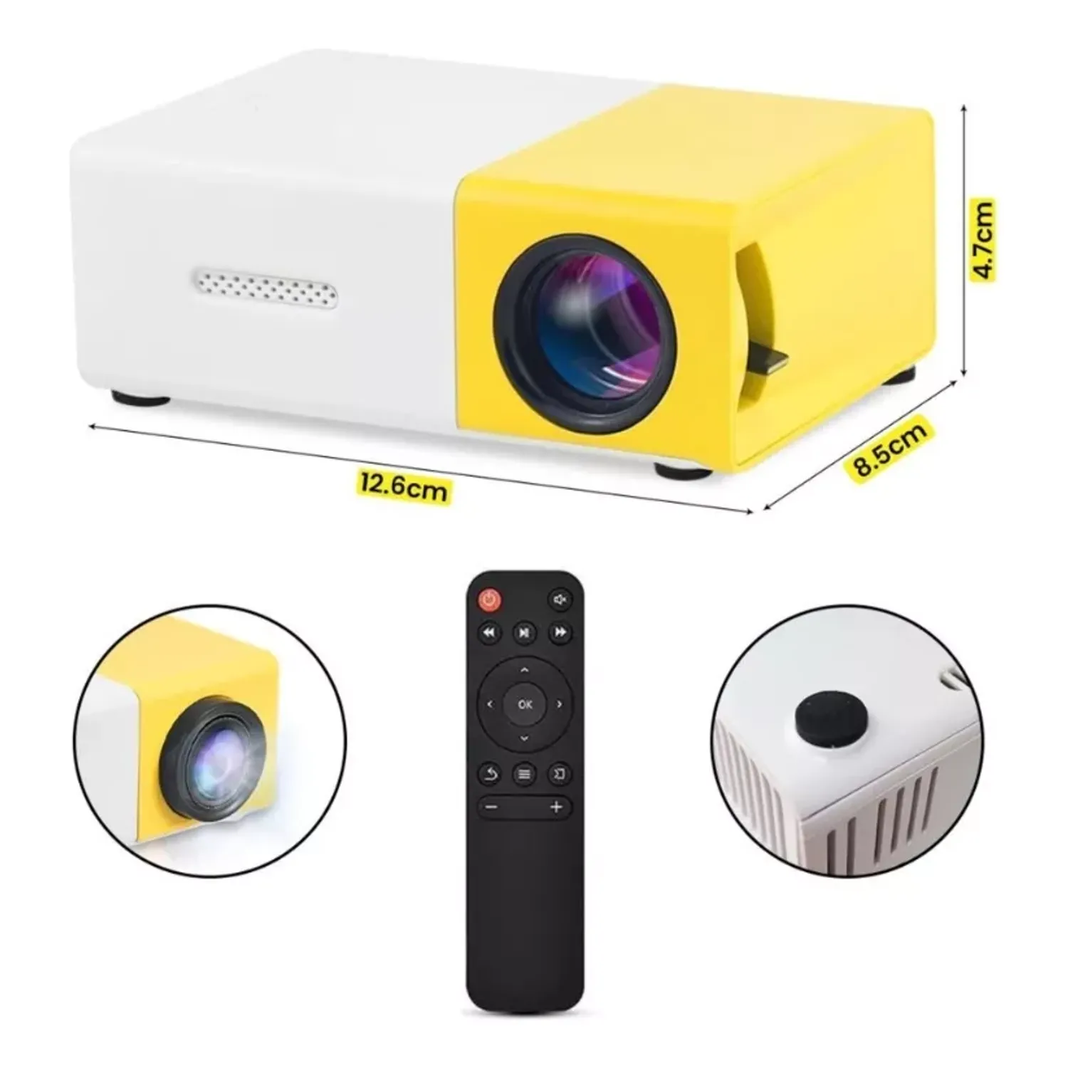 Proyector portatil multimedia led FHD + control remoto en Lima - detalle